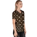 Deer Dots Brown Women s V-Neck Scrub Top View3