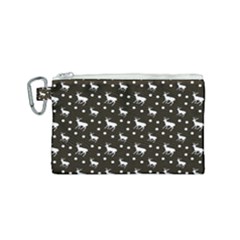 Deer Dots Brown Canvas Cosmetic Bag (small)