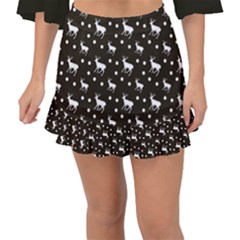 Deer Dots Brown Fishtail Mini Chiffon Skirt