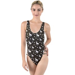 Deer Dots Brown High Leg Strappy Swimsuit