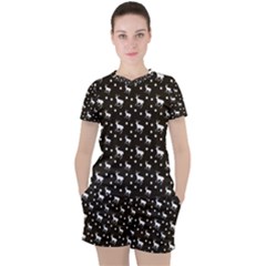 Deer Dots Brown Women s Tee And Shorts Set