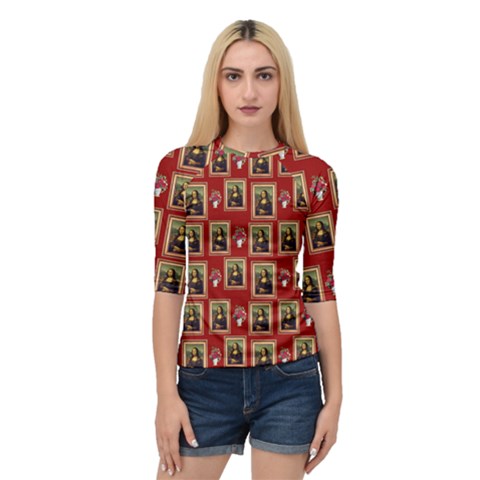 Mona Lisa Frame Pattern Red Quarter Sleeve Raglan Tee by snowwhitegirl