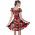 Mona Lisa Frame Pattern Red Cap Sleeve Dress View2