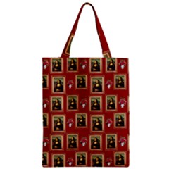 Mona Lisa Frame Pattern Red Zipper Classic Tote Bag by snowwhitegirl