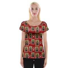 Mona Lisa Frame Pattern Red Cap Sleeve Top by snowwhitegirl