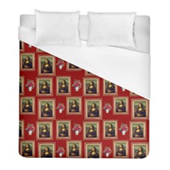 Mona Lisa Frame Pattern Red Duvet Cover (full/ Double Size) by snowwhitegirl