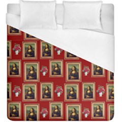 Mona Lisa Frame Pattern Red Duvet Cover (king Size) by snowwhitegirl