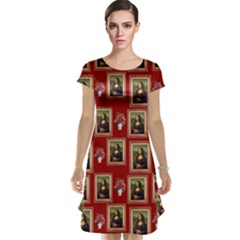 Mona Lisa Frame Pattern Red Cap Sleeve Nightdress by snowwhitegirl