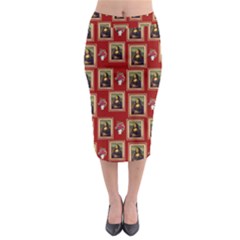 Mona Lisa Frame Pattern Red Midi Pencil Skirt by snowwhitegirl