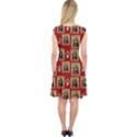 Mona Lisa Frame Pattern Red Capsleeve Midi Dress View2