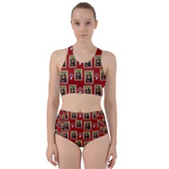 Mona Lisa Frame Pattern Red Racer Back Bikini Set by snowwhitegirl