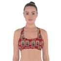 Mona Lisa Frame Pattern Red Cross Back Sports Bra View1