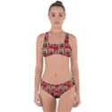 Mona Lisa Frame Pattern Red Criss Cross Bikini Set View1