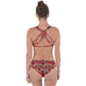 Mona Lisa Frame Pattern Red Criss Cross Bikini Set View2