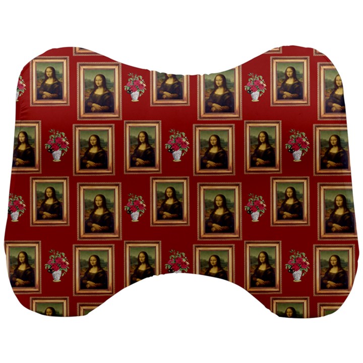 Mona Lisa Frame Pattern Red Head Support Cushion