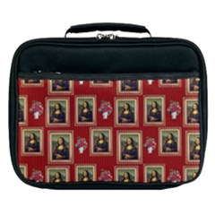 Mona Lisa Frame Pattern Red Lunch Bag by snowwhitegirl