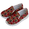 Mona Lisa Frame Pattern Red Kid s Lightweight Slip Ons View2