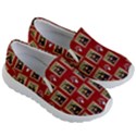 Mona Lisa Frame Pattern Red Kid s Lightweight Slip Ons View3