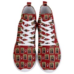 Mona Lisa Frame Pattern Red Men s Lightweight High Top Sneakers