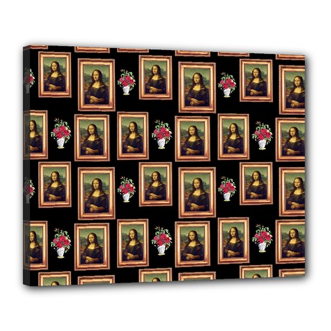 Mona Lisa Frame Pattern Canvas 20  X 16  (stretched) by snowwhitegirl