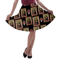 Mona Lisa Frame Pattern A-line Skater Skirt by snowwhitegirl