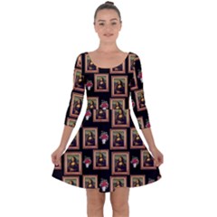 Mona Lisa Frame Pattern Quarter Sleeve Skater Dress by snowwhitegirl