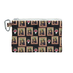 Mona Lisa Frame Pattern Canvas Cosmetic Bag (medium)