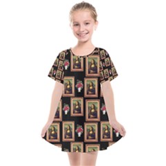 Mona Lisa Frame Pattern Kids  Smock Dress