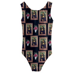 Mona Lisa Frame Pattern Kids  Cut-out Back One Piece Swimsuit