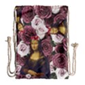 Mona Lisa Floral Black Drawstring Bag (Large) View1