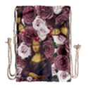 Mona Lisa Floral Black Drawstring Bag (Large) View2