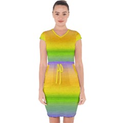 Ombre Capsleeve Drawstring Dress 