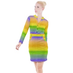 Ombre Button Long Sleeve Dress