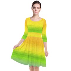 Ombre Quarter Sleeve Waist Band Dress