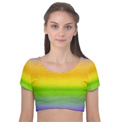 Ombre Velvet Short Sleeve Crop Top 