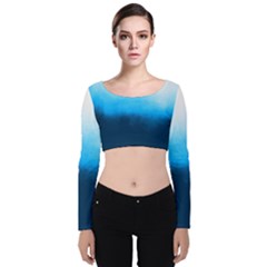 Ombre Velvet Long Sleeve Crop Top