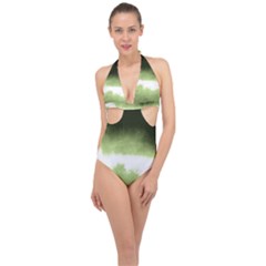 Ombre Halter Front Plunge Swimsuit by Valentinaart