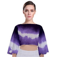 Ombre Tie Back Butterfly Sleeve Chiffon Top