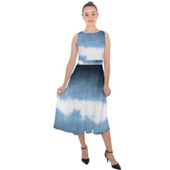 Ombre Midi Tie-back Chiffon Dress