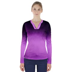 Ombre V-neck Long Sleeve Top by Valentinaart