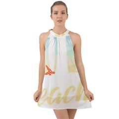 Hola Beaches 3391 Trimmed Halter Tie Back Chiffon Dress by mattnz