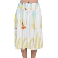 Hola Beaches 3391 Trimmed Velvet Flared Midi Skirt by mattnz