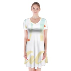 Hola Beaches 3391 Trimmed Short Sleeve V-neck Flare Dress by mattnz