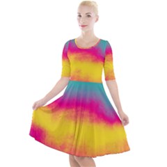 Ombre Quarter Sleeve A-line Dress