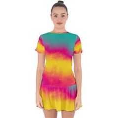 Ombre Drop Hem Mini Chiffon Dress by Valentinaart