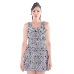 Cracked Texture Abstract Print Scoop Neck Skater Dress