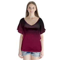 Ombre V-neck Flutter Sleeve Top by Valentinaart