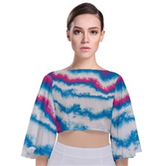 Ombre Tie Back Butterfly Sleeve Chiffon Top by Valentinaart