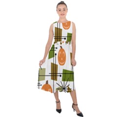 Halloween Mid Century Modern Midi Tie-back Chiffon Dress