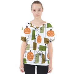 Halloween Mid Century Modern V-neck Dolman Drape Top by KayCordingly